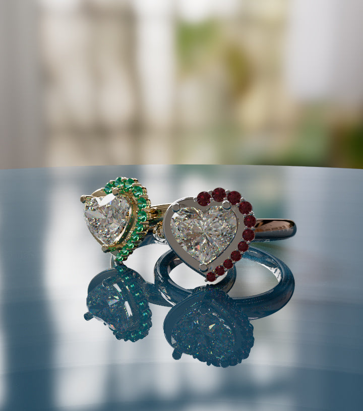 Half Halo 1.5ct Heart Shape Crown Fancy Ring image 2