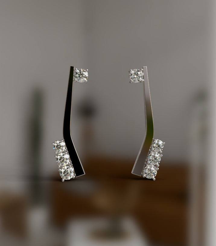 Curved Diamond Earring image 5