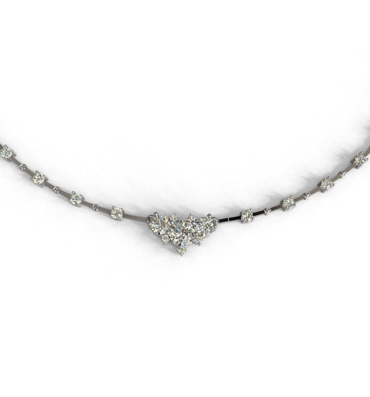 Three Stone Center Diamond Link Necklace image 8