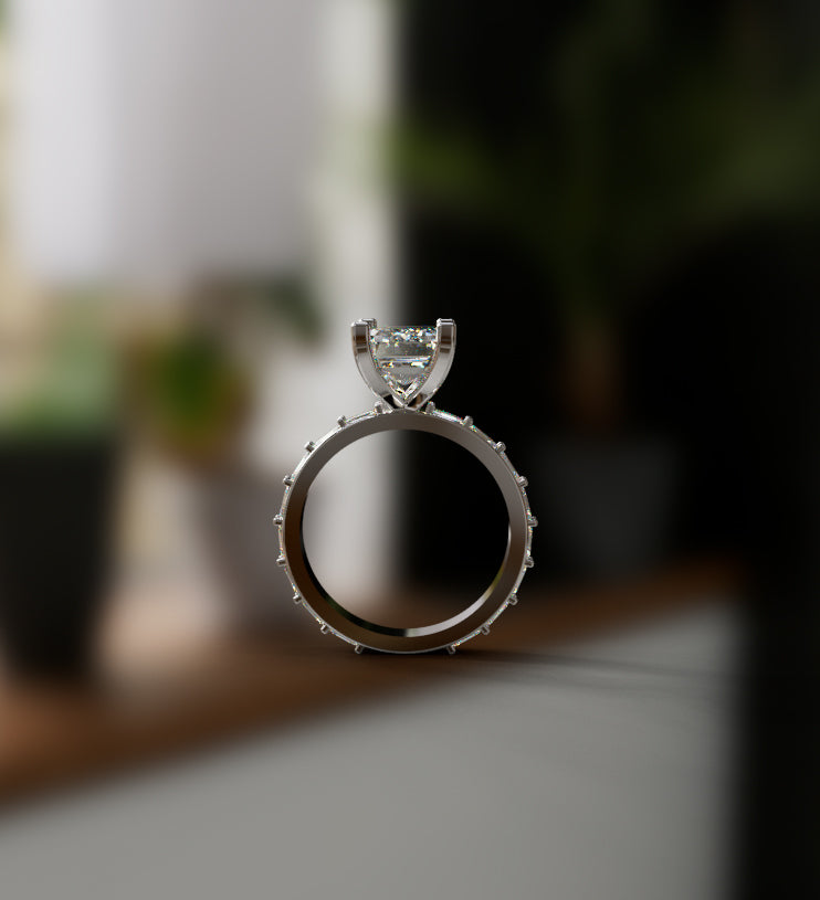 3ct Emerald Cut Center & Emerald Sides Diamond Engagement Ring image 5