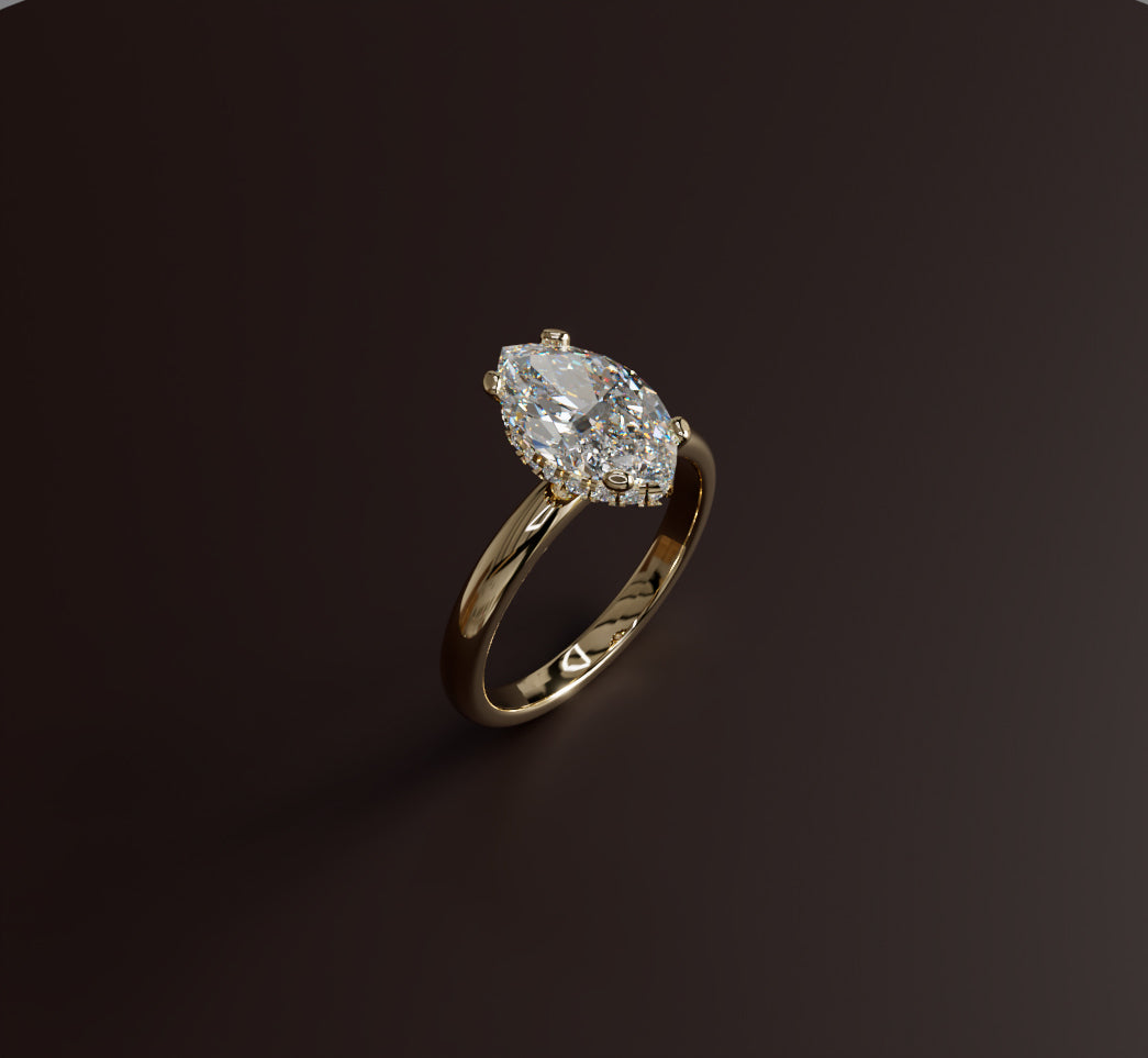 2ct Marquise Cut Hidden Halo Lab Grown Diamond Engagement Ring side