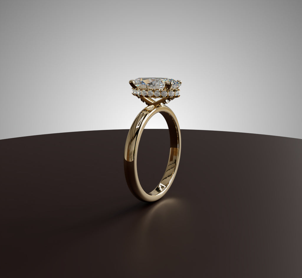 2ct Marquise Cut Hidden Halo Lab Grown Diamond Engagement Ring side