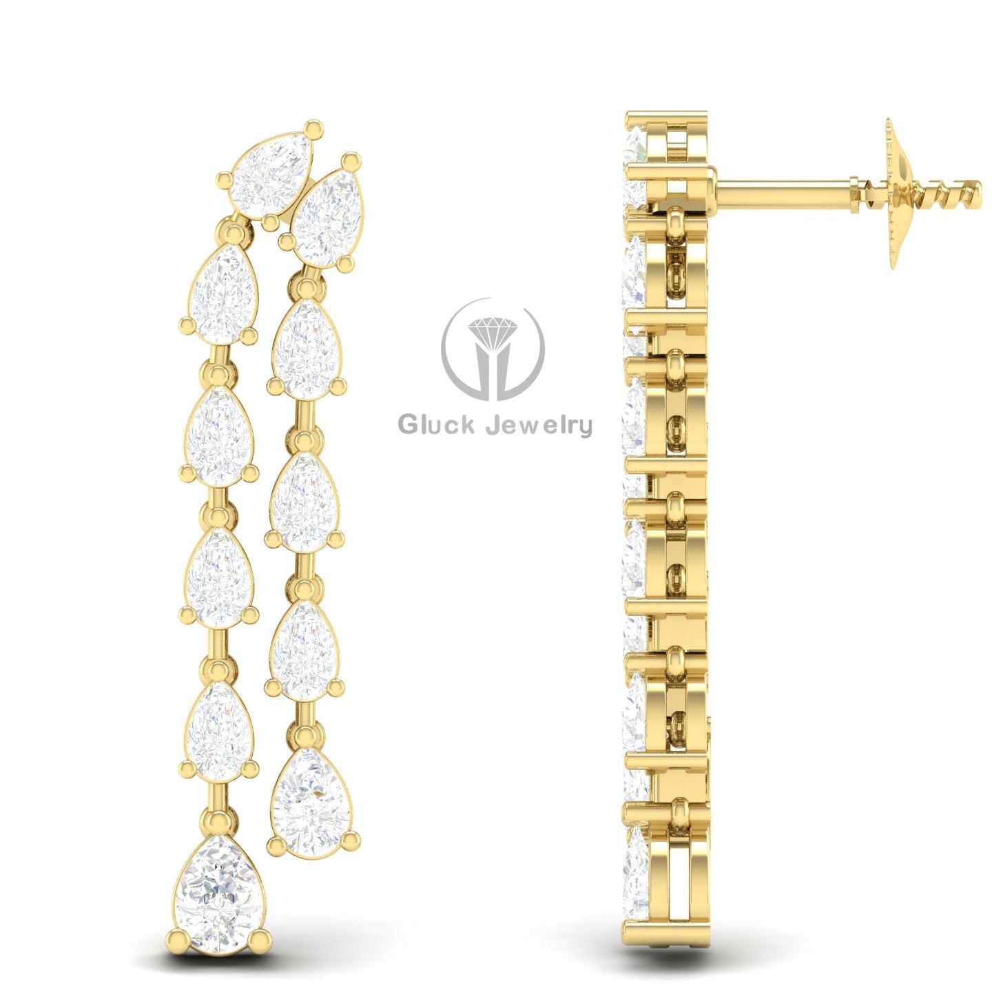 Double Row Pear Shape Diamond Earring image 8