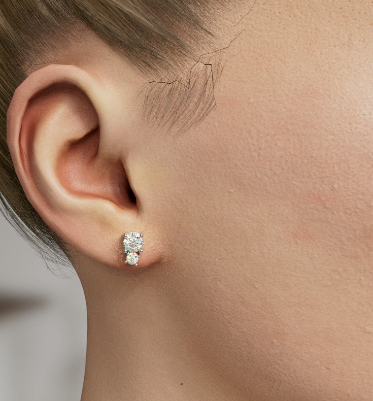 Two Diamonds Stud Earring