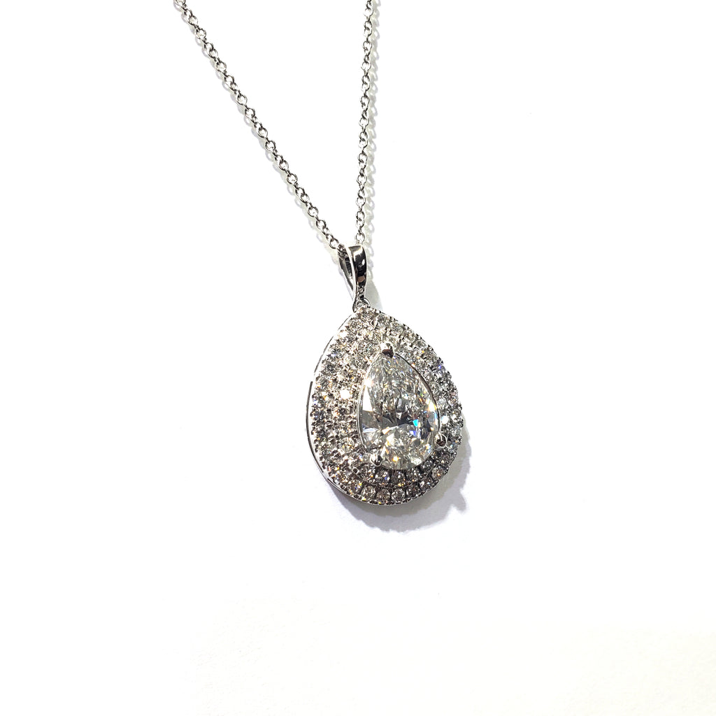 Double Halo Pear Shape Pendant image 1