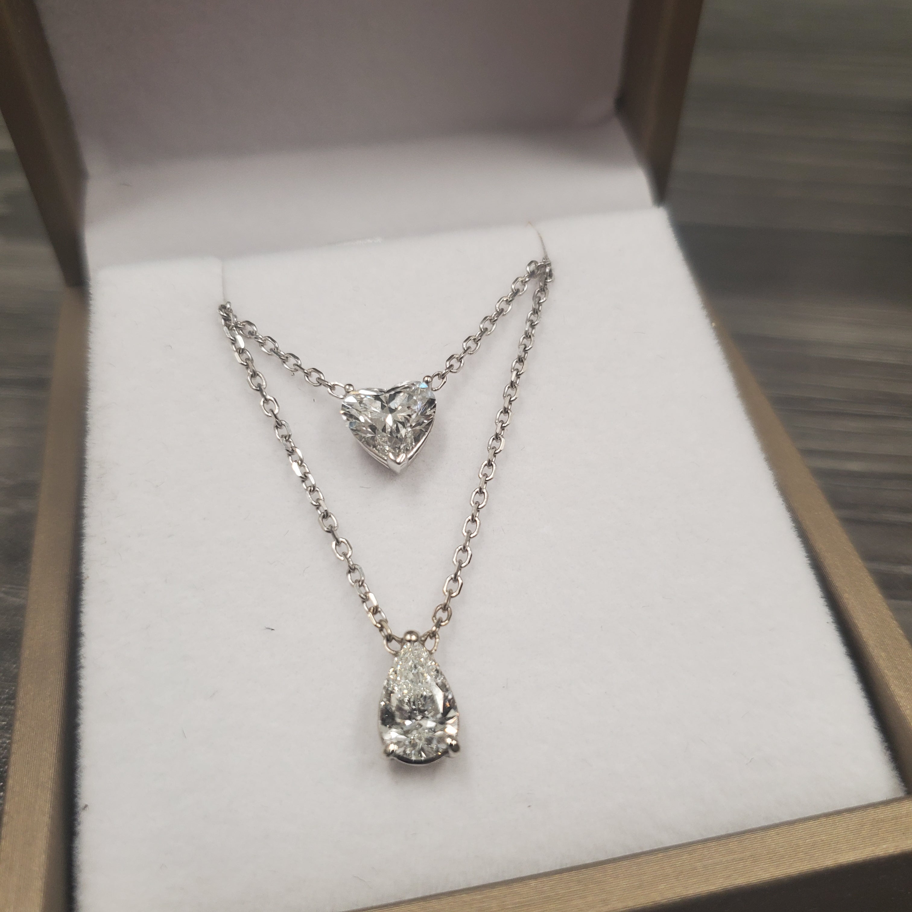 Double Row Heart & Pear Shape Diamond Necklace image 14