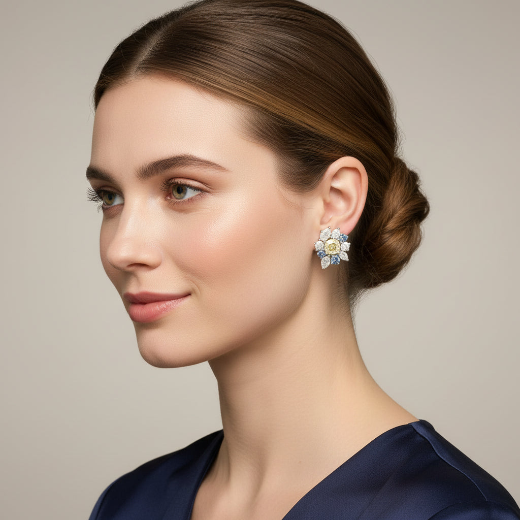 Sunlit Petal Bloom Diamond Stud Earring image 1
