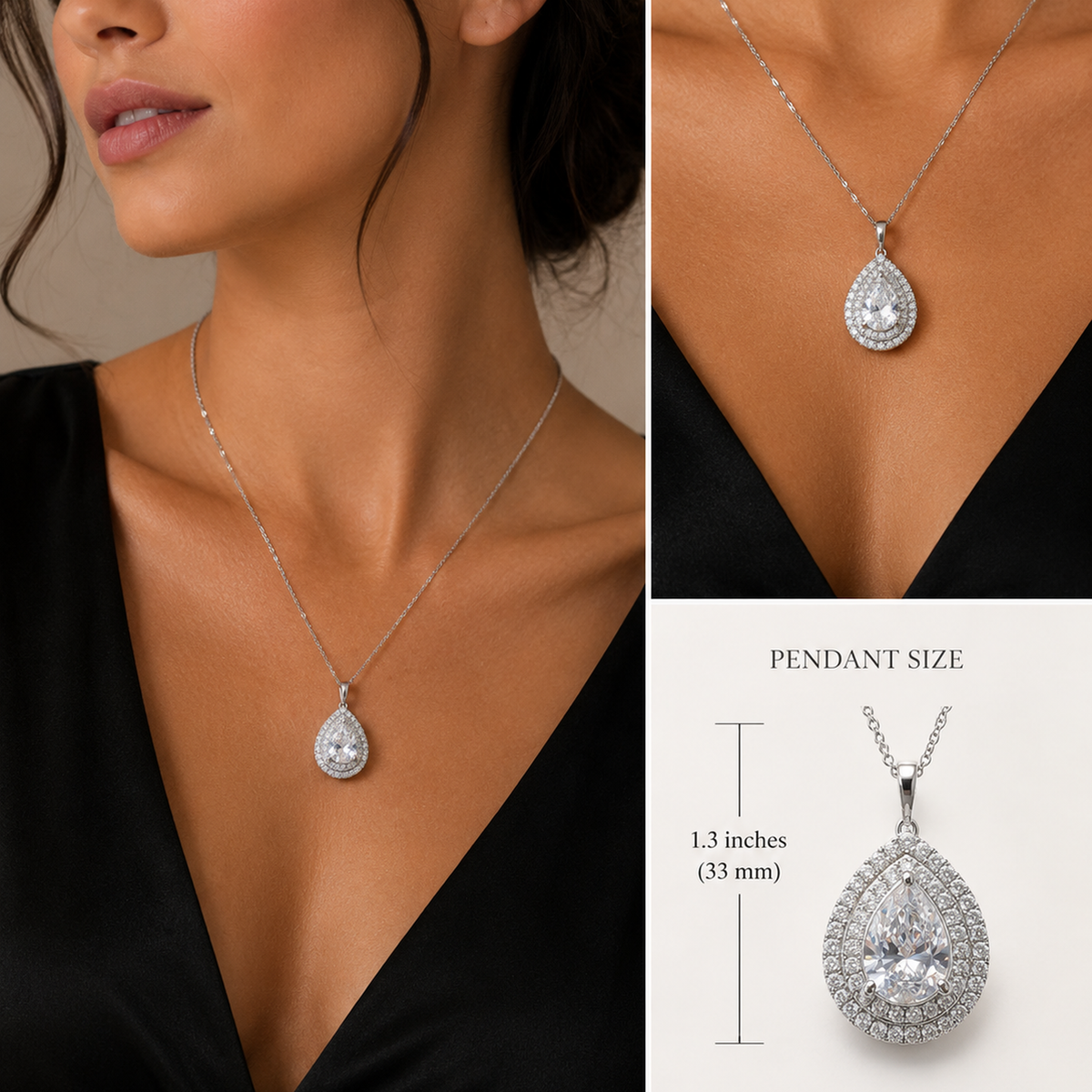 3.85ct Center Double Halo Pear-Shaped Diamond Pendant