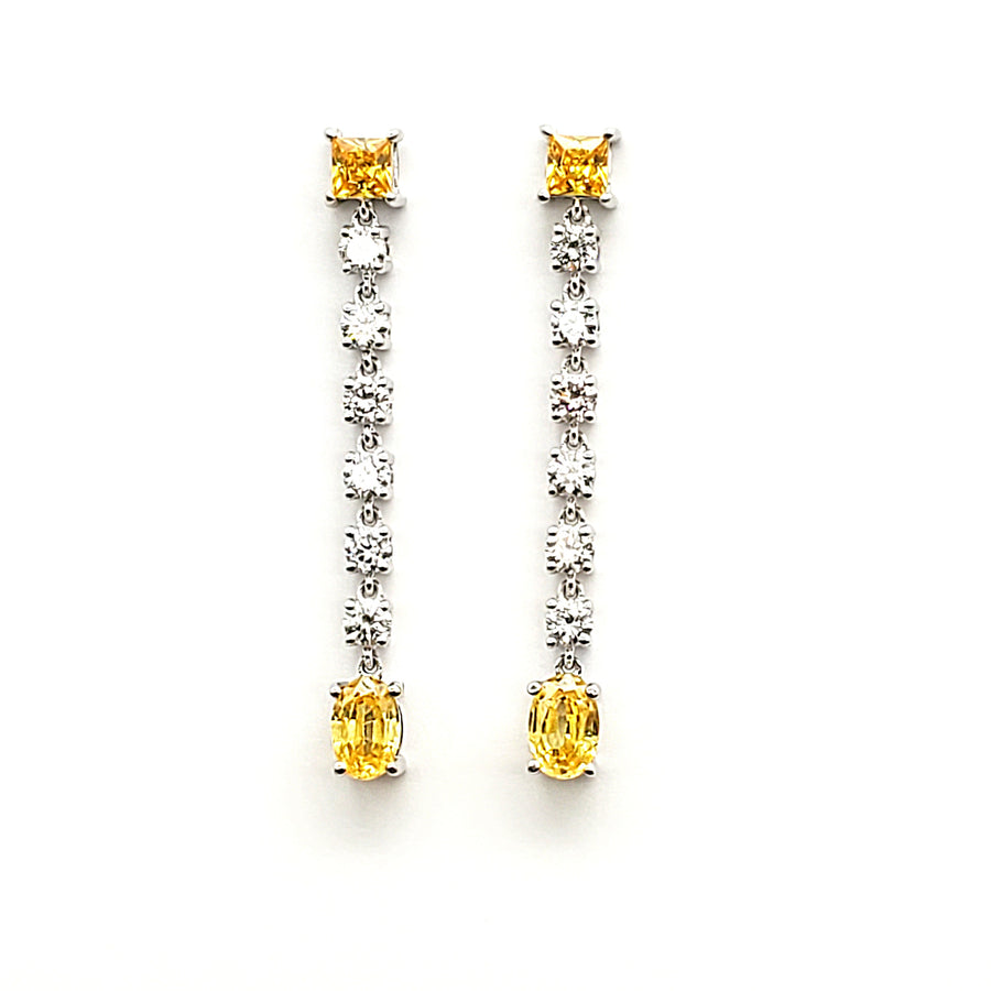 Drop Earring with Yellow Sapphire