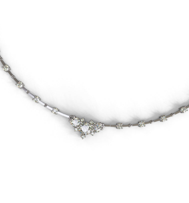 Three Stone Center Diamond Link Necklace image 5