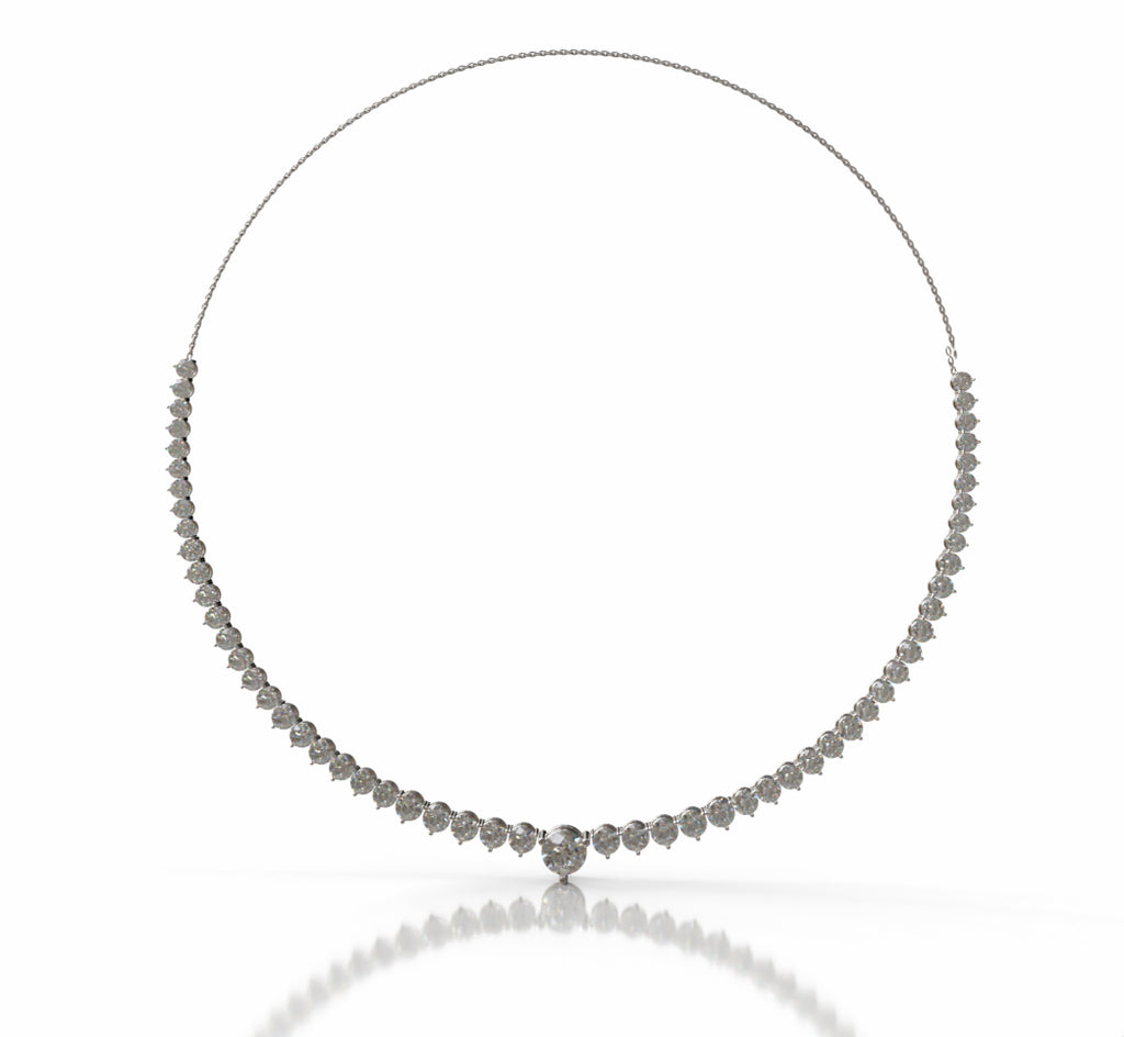 Three Prongs Tapered Diamond Tennis Necklace image 2