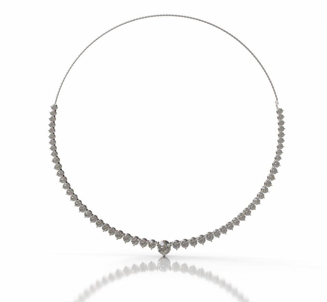 Three Prongs Tapered Diamond Tennis Necklace image 2