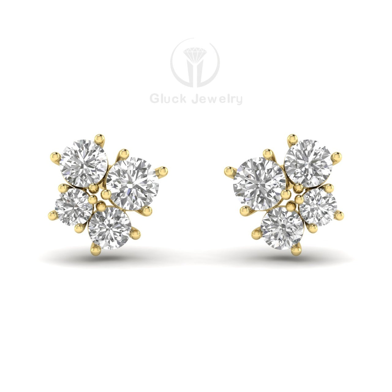 Four Stone Stud Earring image 5