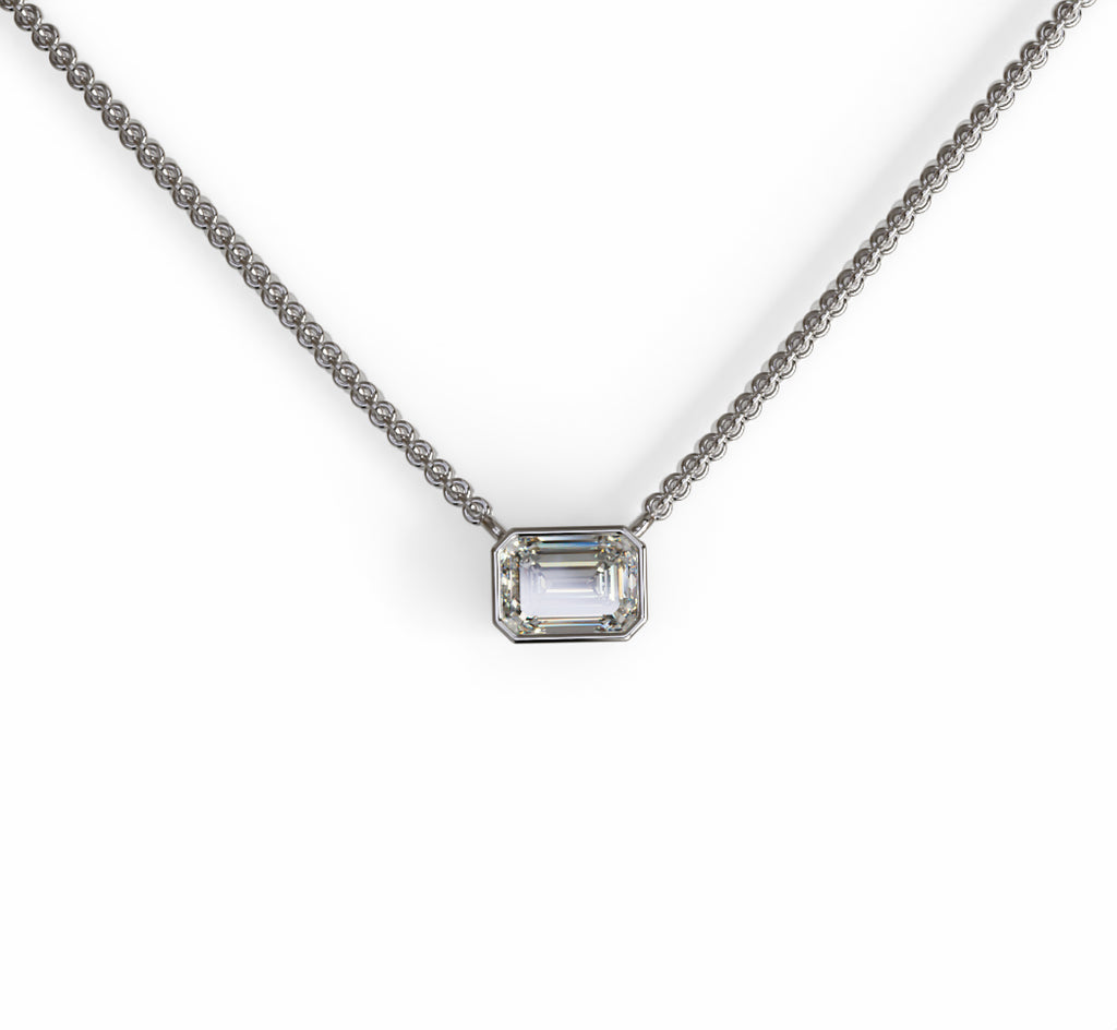 Bezel Emerald Cut Diamond Pendant image 0