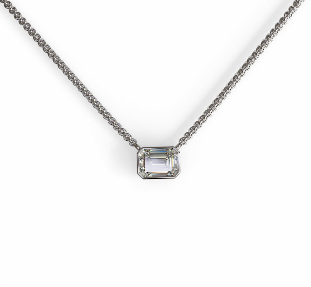 Bezel Emerald Cut Diamond Pendant image 0