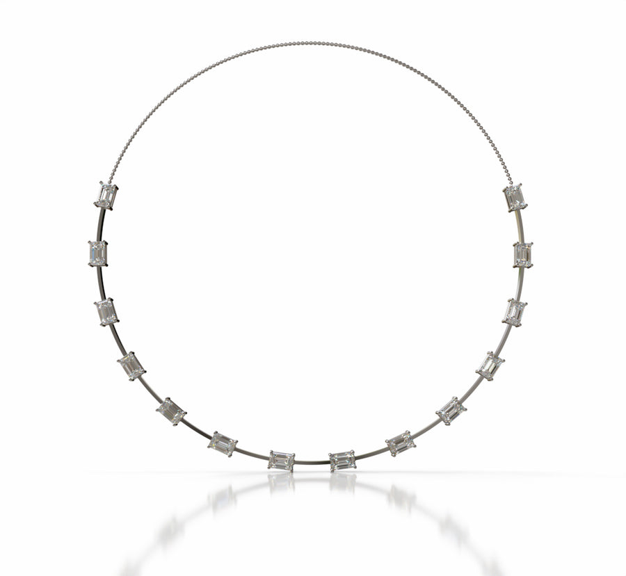 Emerald Wire Diamond Necklace