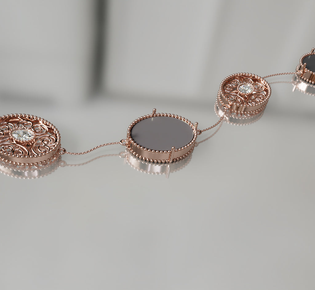Mother of Pearl and Oval Diamond Chain Bracelet image 9