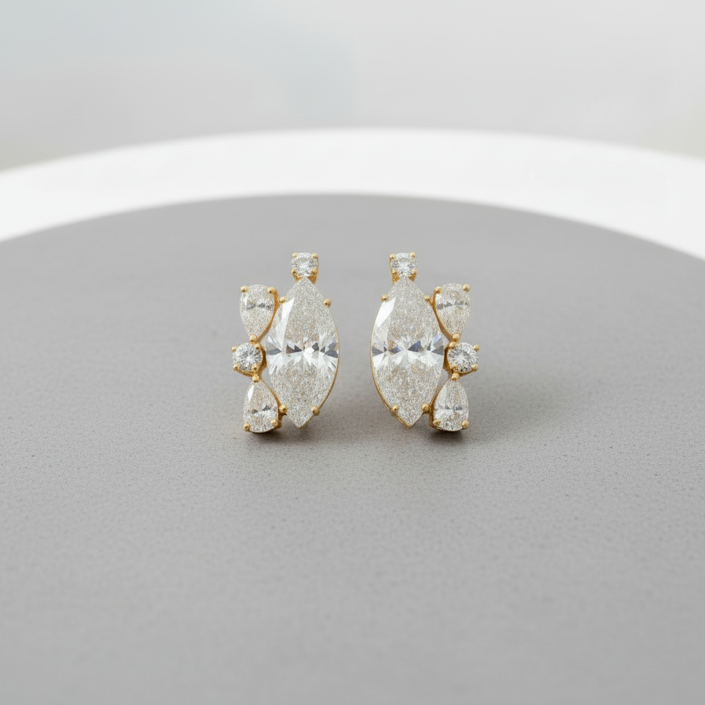 Solar Radiance Marquise Diamond Stud Earrings image 4