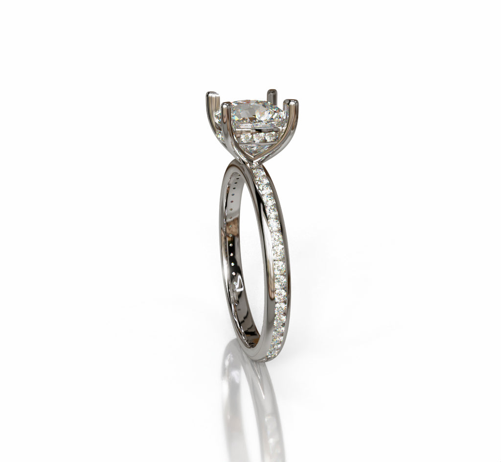 2ct Hidden Halo Cushion Center Channel Engagement Ring image 1