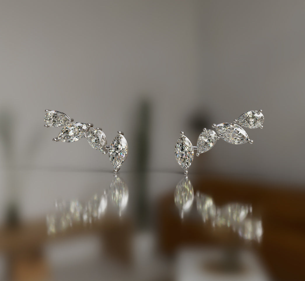 Marquise and Pear Diamond Stud Earring image 3