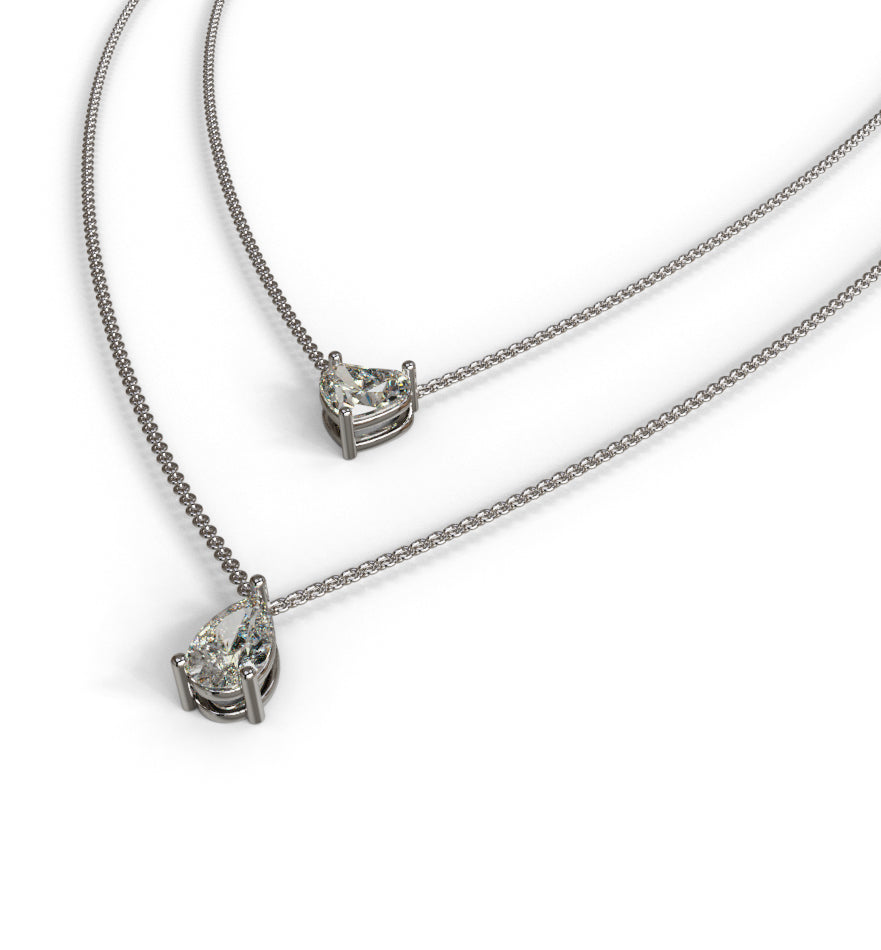 Double Row Heart & Pear Shape Diamond Necklace image 7