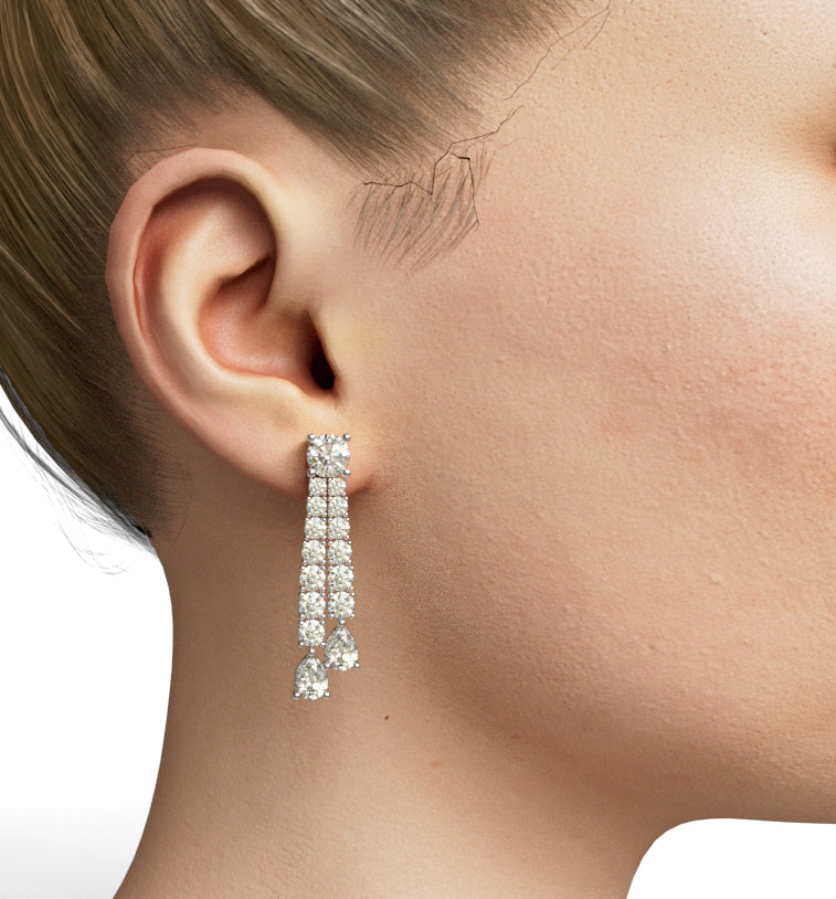 Double Row Diamond Dangle Earring image 0