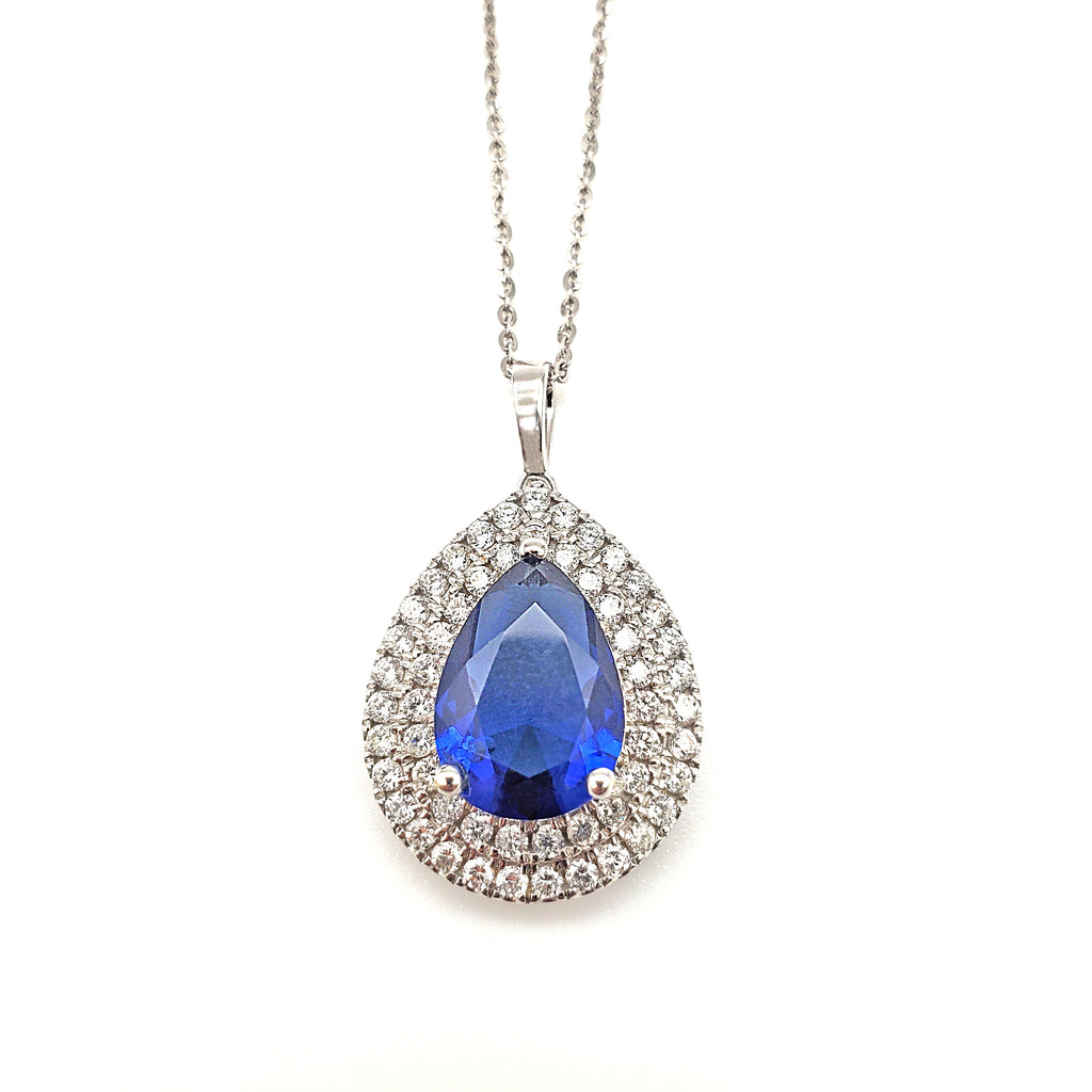 Double Halo Pear Shape Pendant image 6