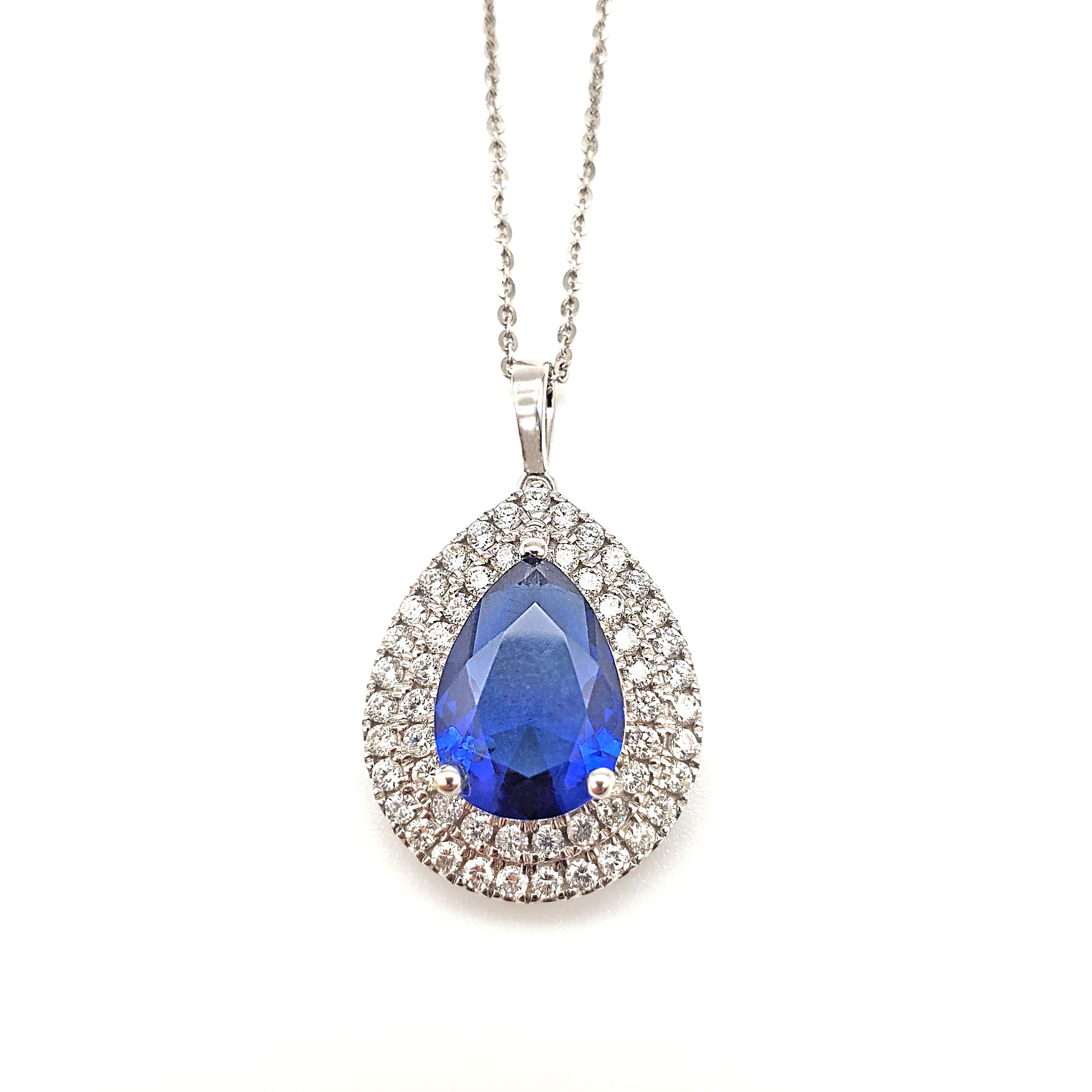 Double Halo Pear Shape Pendant image 6