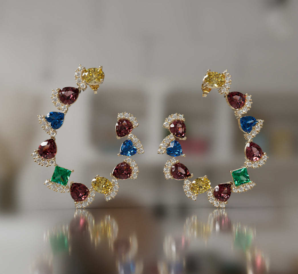 Pear and Round Loop Diamond Earring image 2