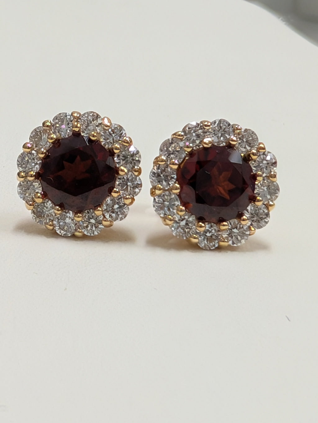 Martini Halo Genuine Garnet Stud Earring image 3