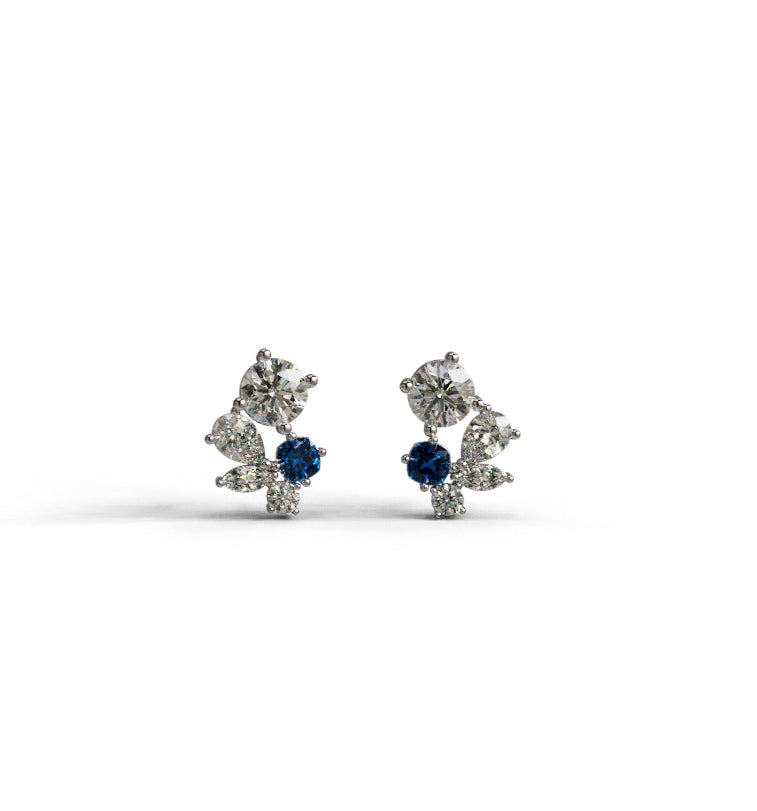 Round & Fancy Shape Diamond Cluster Stud Earring image 4