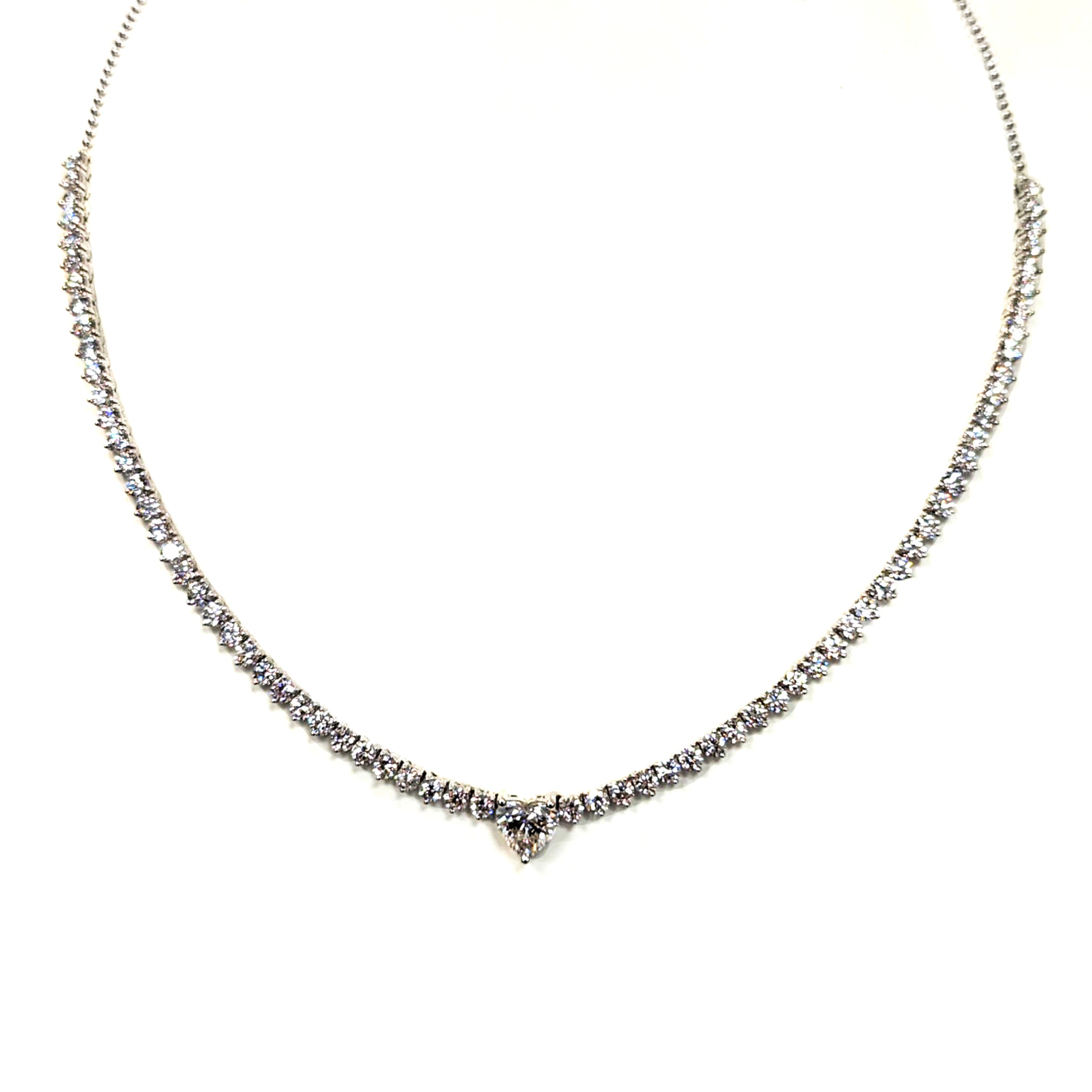 1.5ct Heart Center Tennis Necklace image 6