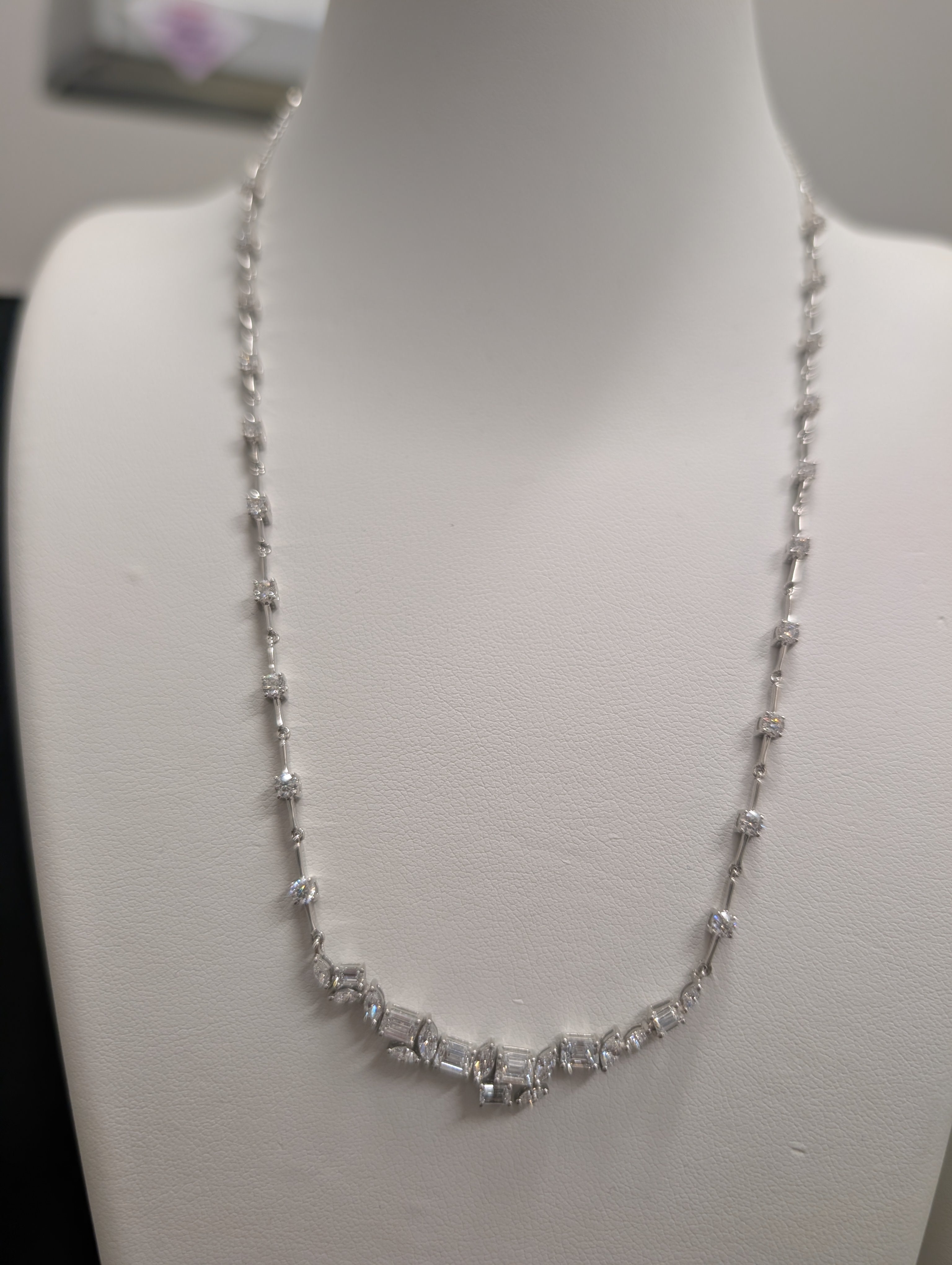 Crooked Smile Diamond Bar Link Necklace image 2