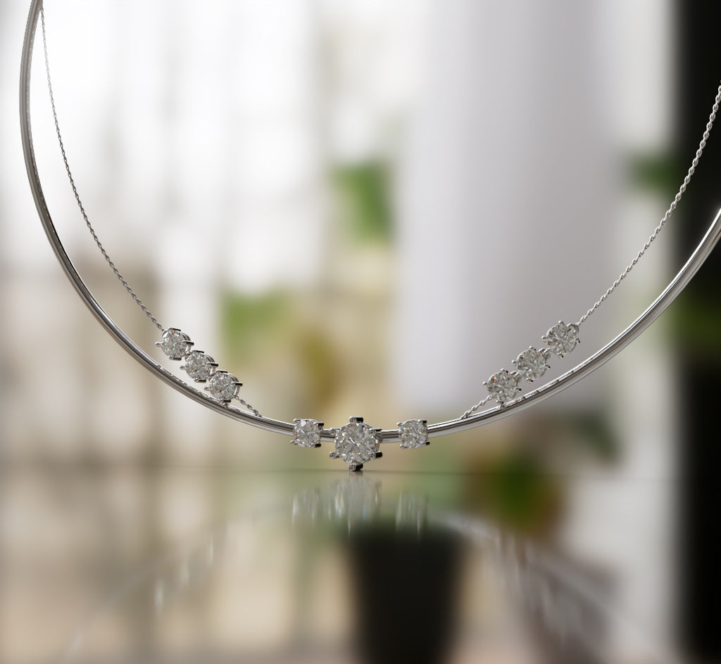 Double Row Chain Diamond  Necklace image 14