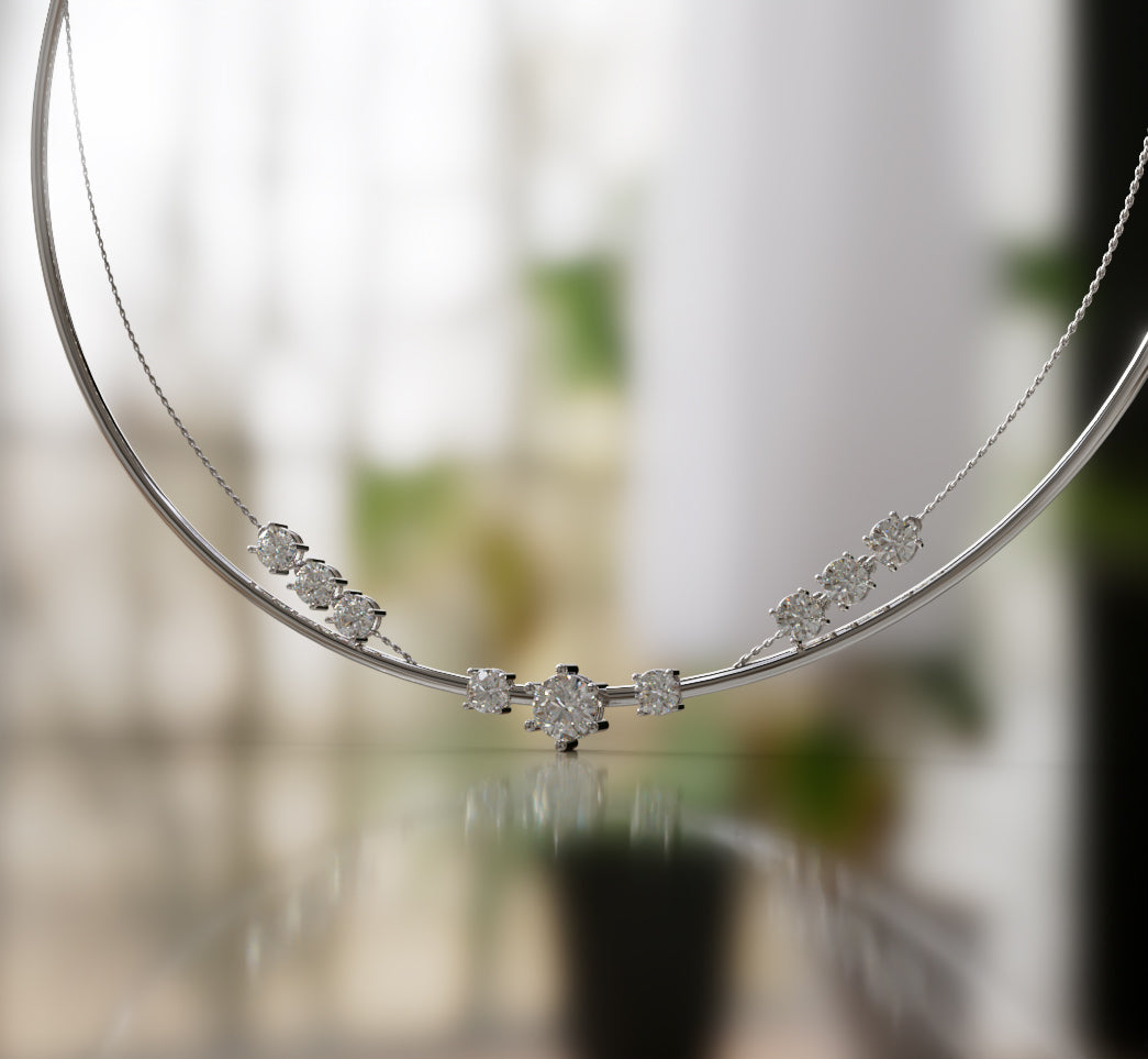 Double Row Chain Diamond  Necklace image 14