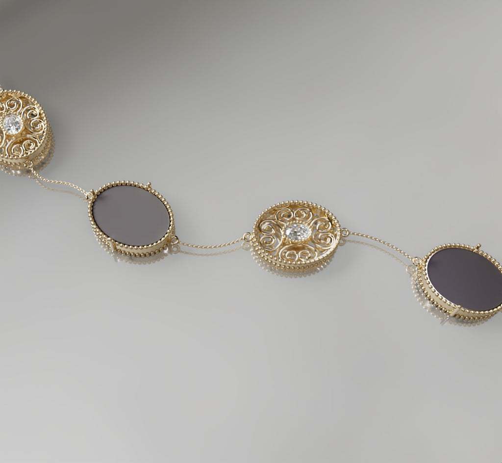 Mother of Pearl and Oval Diamond Chain Bracelet image 7