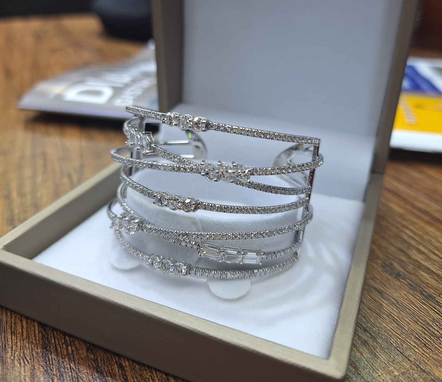 7 Rows Fancy Shapes Diamonds Cuff Bangle image 0