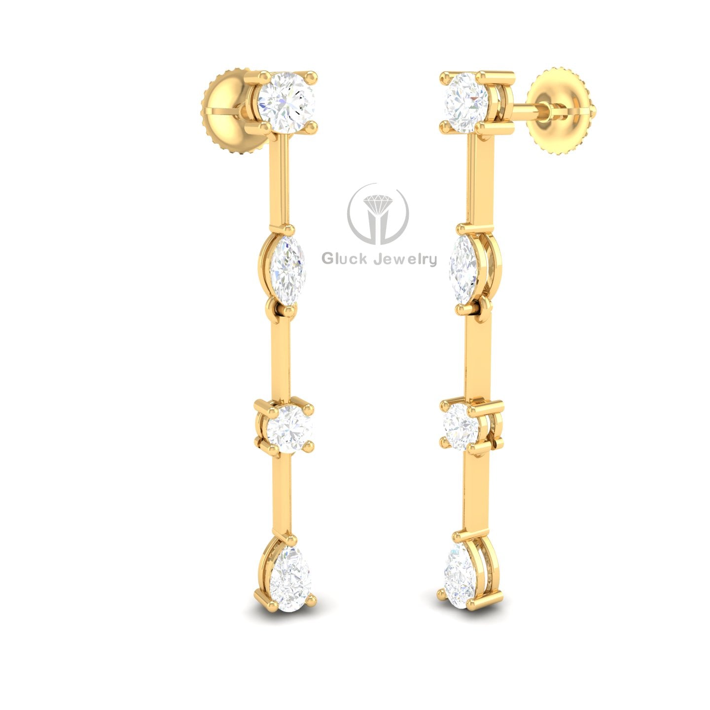 Drop Earring with Fancy & Round Diamonds image 6