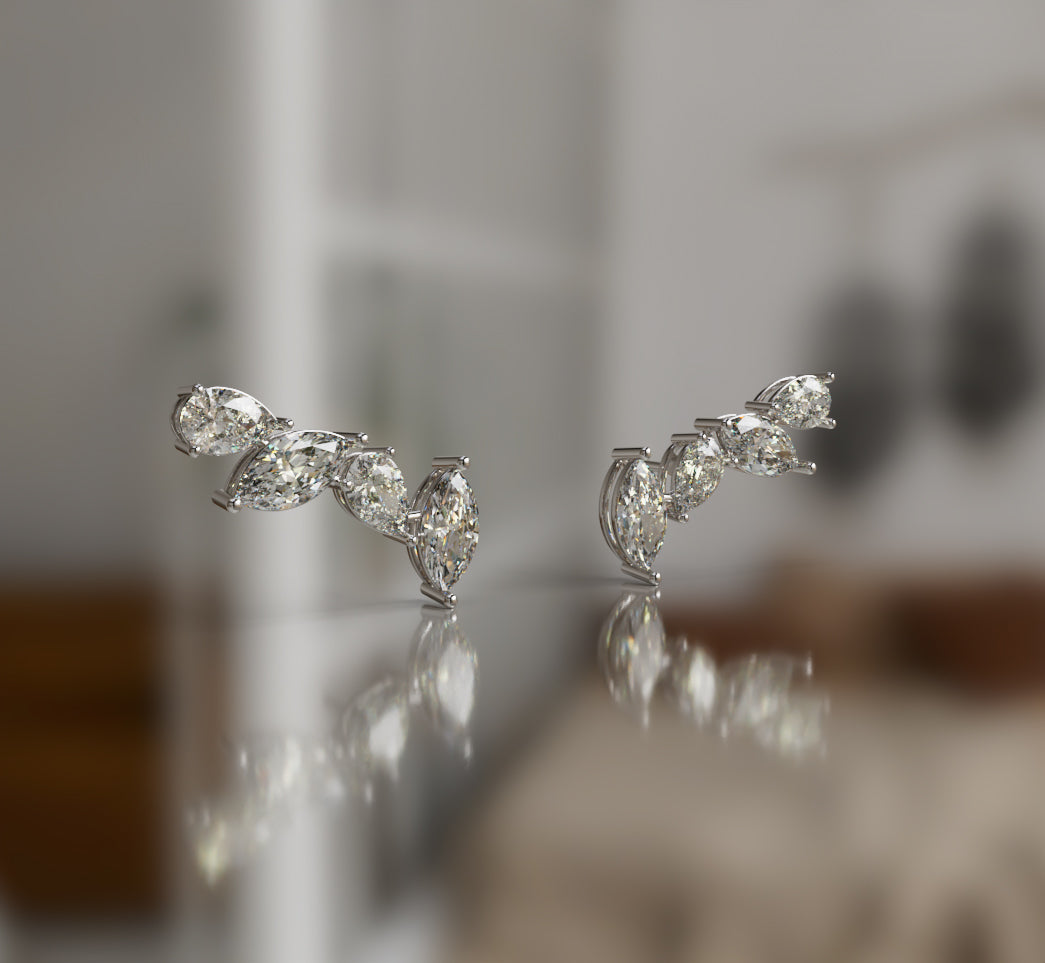 Marquise and Pear Diamond Stud Earring image 4