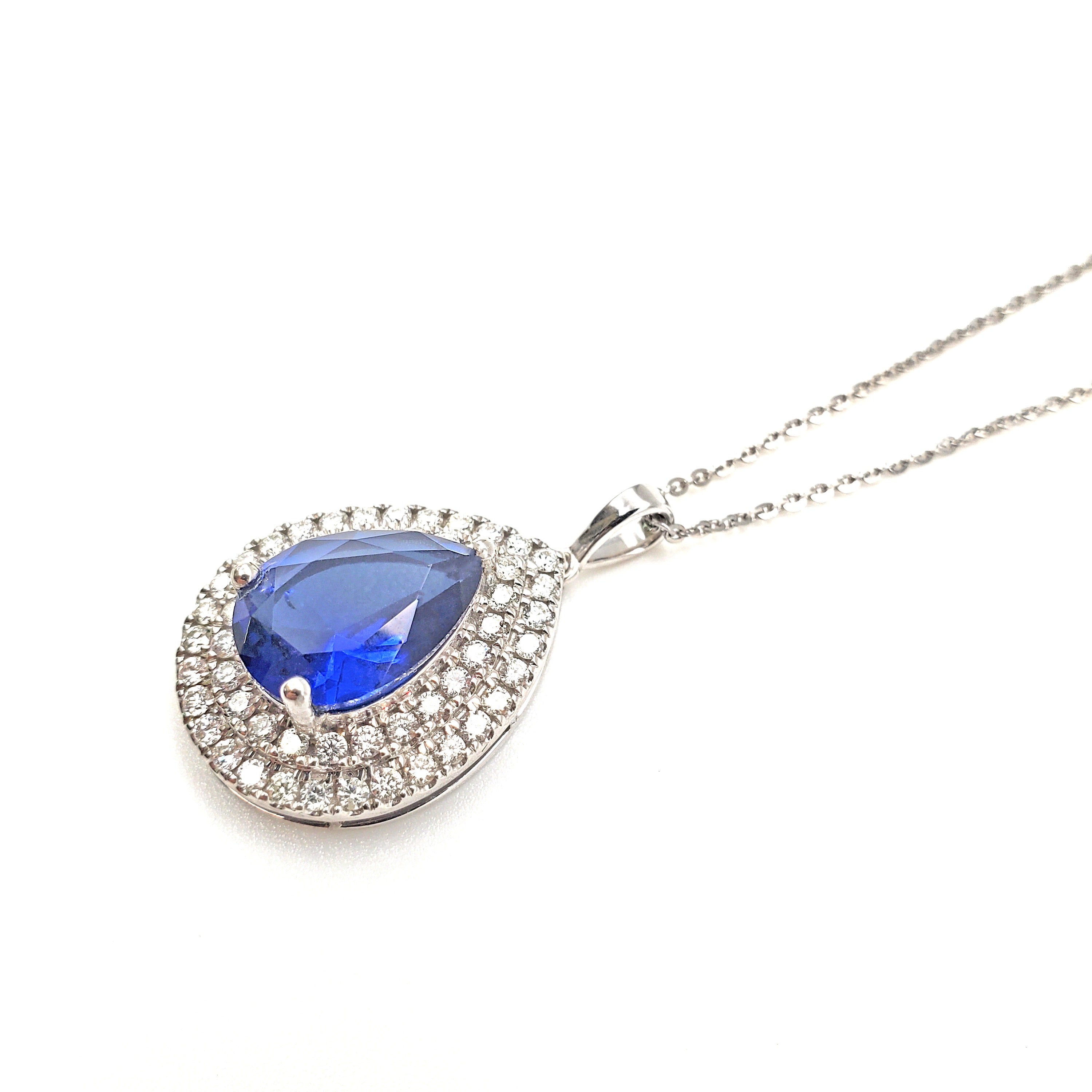 Double Halo Pear Shape Pendant image 8