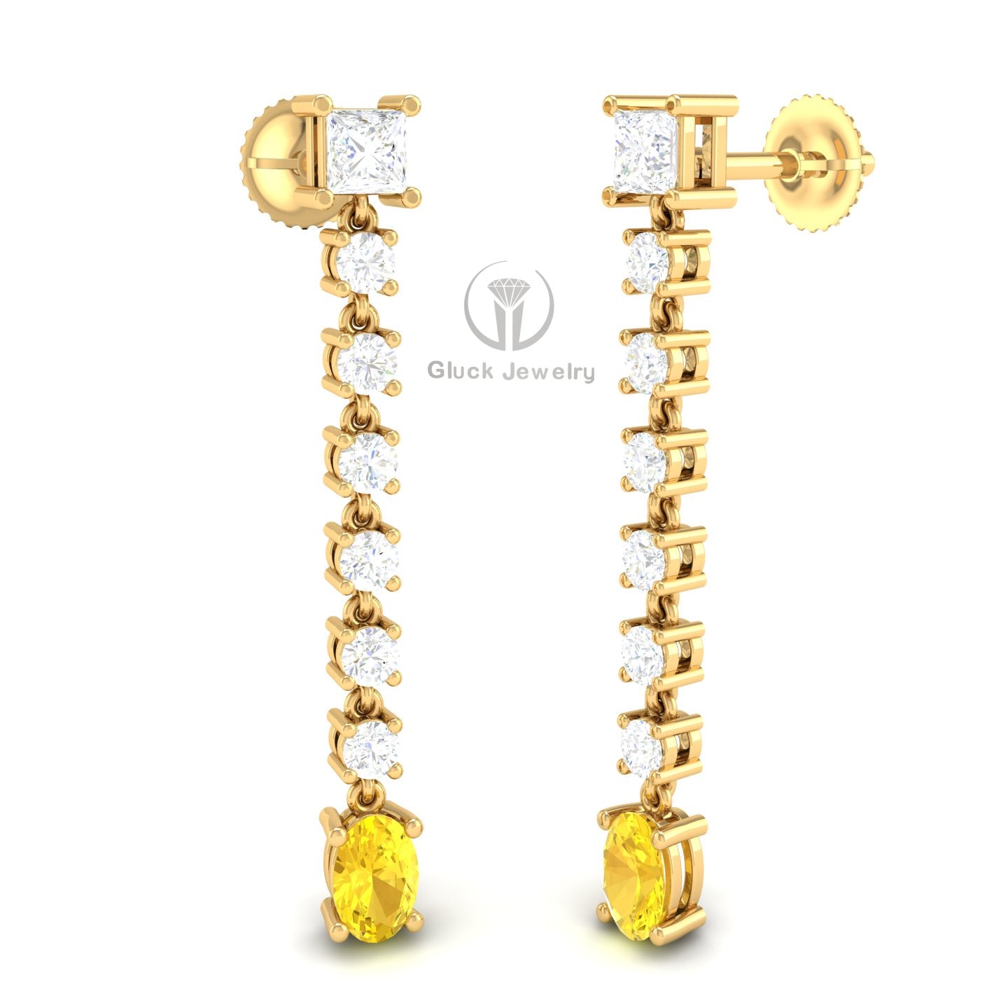 Drop Earring with Yellow Sapphire image 7
