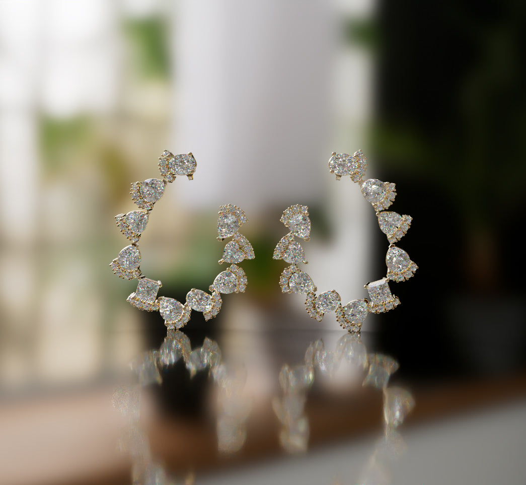 Pear and Round Loop Diamond Earring image 7