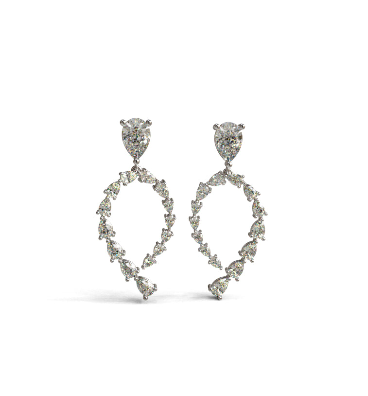 Tapered Pear Shape Diamond Dangle Earring image 1