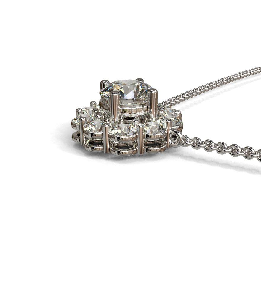 2ct Center, 20 pts Sides Halo Pendant image 5