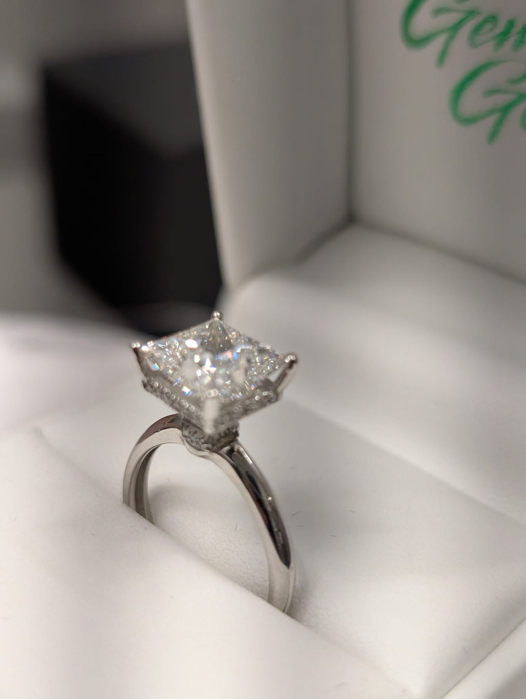 3ct Princess Cut Hidden Halo Lab Grown Diamond Engagement Ring
