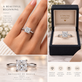 3ct Princess Cut Hidden Halo Lab Grown Diamond Engagement Ring