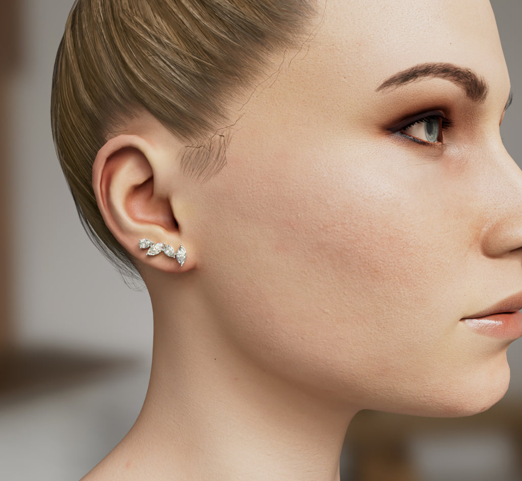 Marquise and Pear Diamond Stud Earring image 2