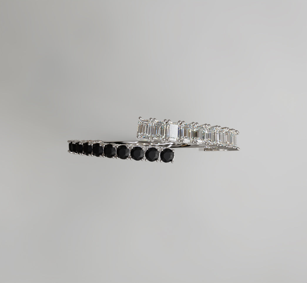 Round Black Onyx and Emerald Diamond Bangle image 10