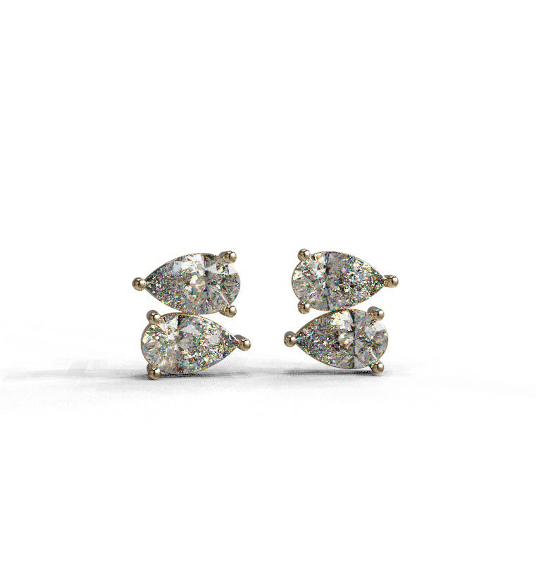 Double Pear Diamond Cluster Stud Earring image 1