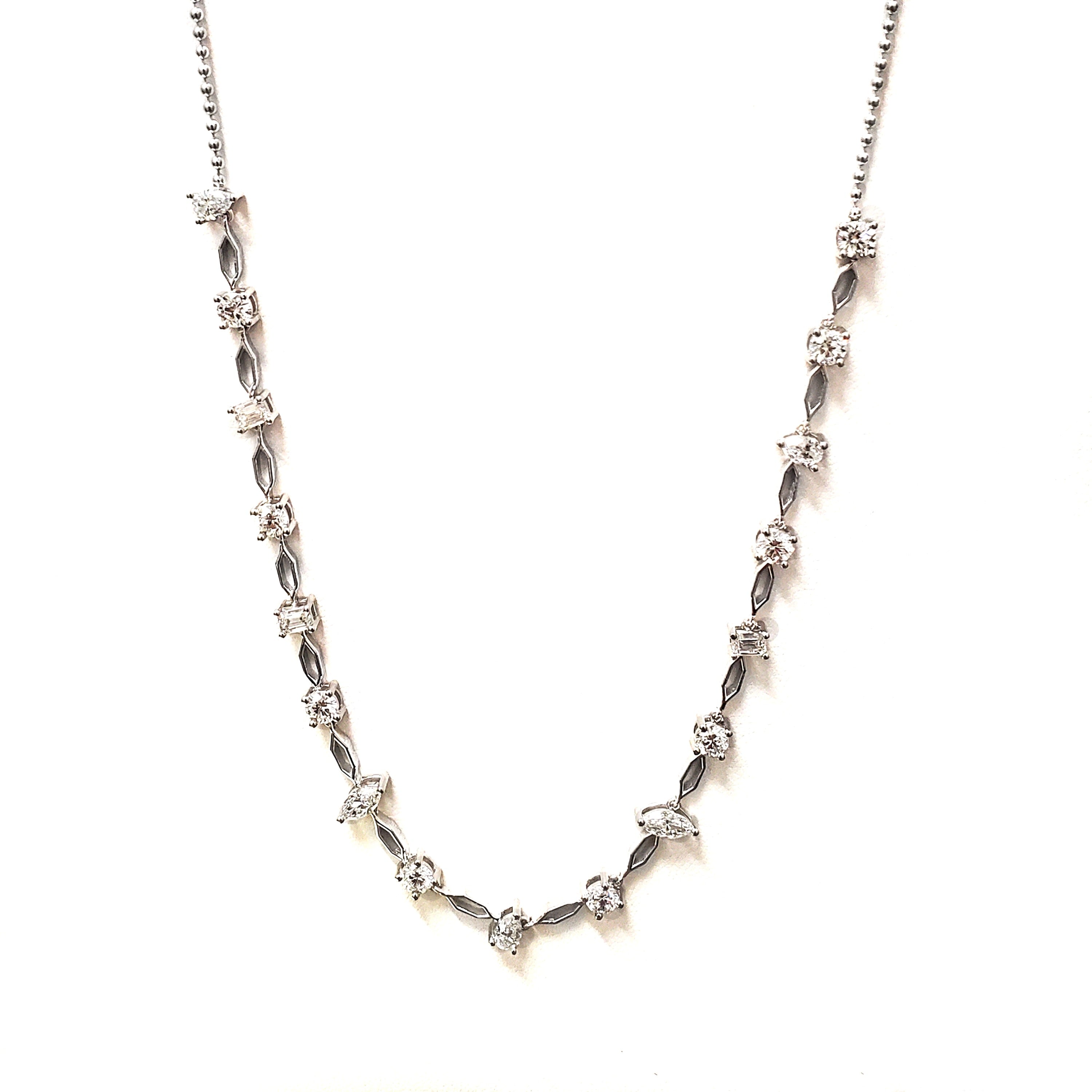 Fancy Link Diamond Necklace 16" image 9